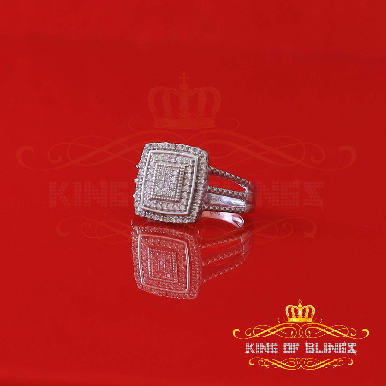 King Of Bling's2.00ct Cubic Zirconia Sterling White Silver Round Engagement Womens Ring Size 6