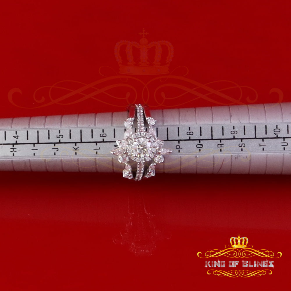 King Of Blings Solitaire Enhancer Guard Wrap Ring Insert 1.66ct Moissanite 925 White Silver King of Blings