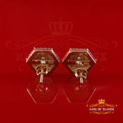 King  of Bling's Yellow Hexogonal Stud Earrings 1.0ct VVS 'D' Moissanite 925 Silver Men's/Womens KING OF BLINGS