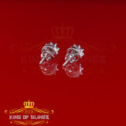 King Of Bling's 0.05ct Diamond 925 Sterling Silver White For Men's & Women's Floral Earrings KING OF BLINGS