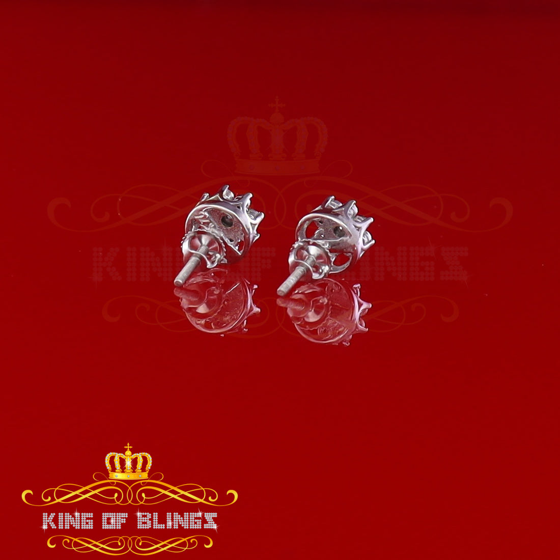 King Of Bling's 0.05ct Diamond 925 Sterling Silver White For Men's & Women's Floral Earrings KING OF BLINGS
