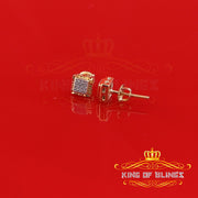 King of Blings-0.05ct Diamond For Yellow 925 Sterling Silver Men's & Women's Square Earrings KING OF BLINGS