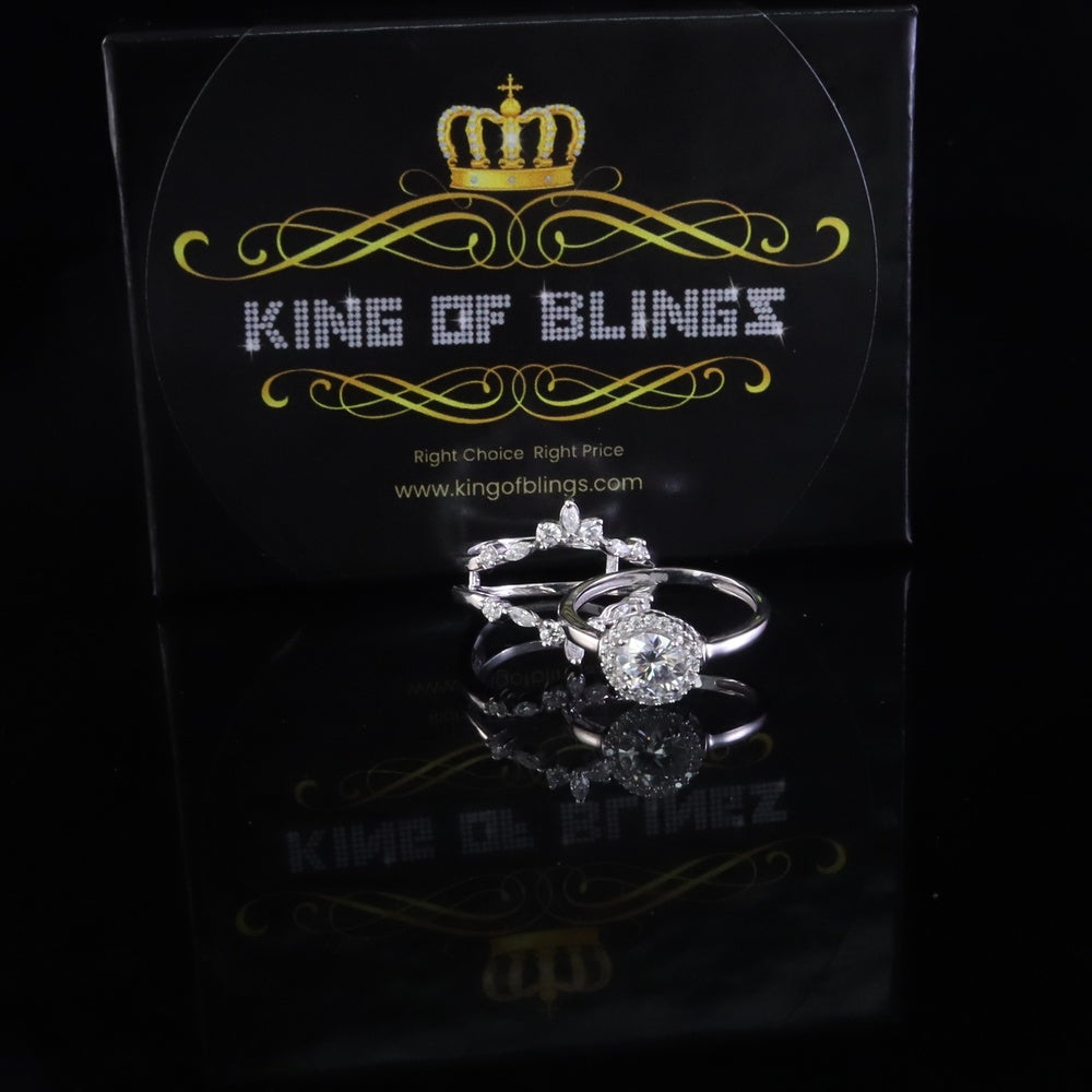 King Of Blings Solitaire Enhancer Guard Wrap Ring Insert 1.66ct Moissanite 925 White Silver SZ7