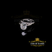 King of Bling's Sterling Silver Mens/ Women Bridal Ring Oval Shape White 5.0ct Moissanite Size 8 KING OF BLINGS