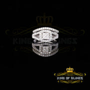 King Of Bling's925 Sterling White Silver Square Cubic Zirconia 1.50ct Fancy Womens Ring Size 7 KING OF BLINGS
