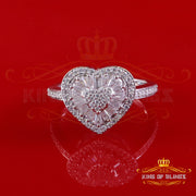 King of Bling's Womens 925 Sterling Silver White 1.00ct VVS 'D' Moissanite Heart Rings Size 7 King of Blings