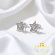 King Of Bling's 925 Sterling Silver White 0.25ct Diamond For Women's / Men's Stud Star Earrings KING OF BLINGS