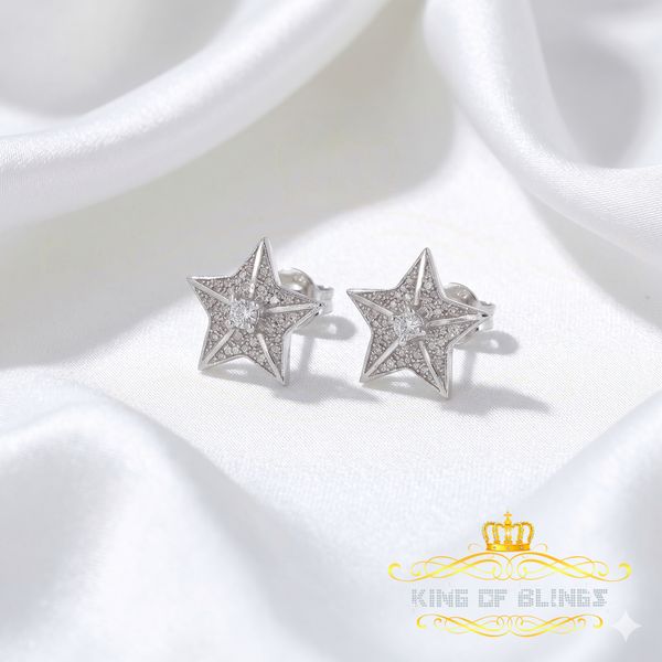King Of Bling's 925 Sterling Silver White 0.25ct Diamond For Women's / Men's Stud Star Earrings KING OF BLINGS