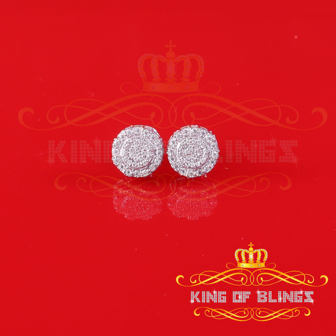 King of Bling's Men's/Womens 925 Silver 0.50ct VVS 'D' White Moissanite Round Stud Earrings KING OF BLINGS