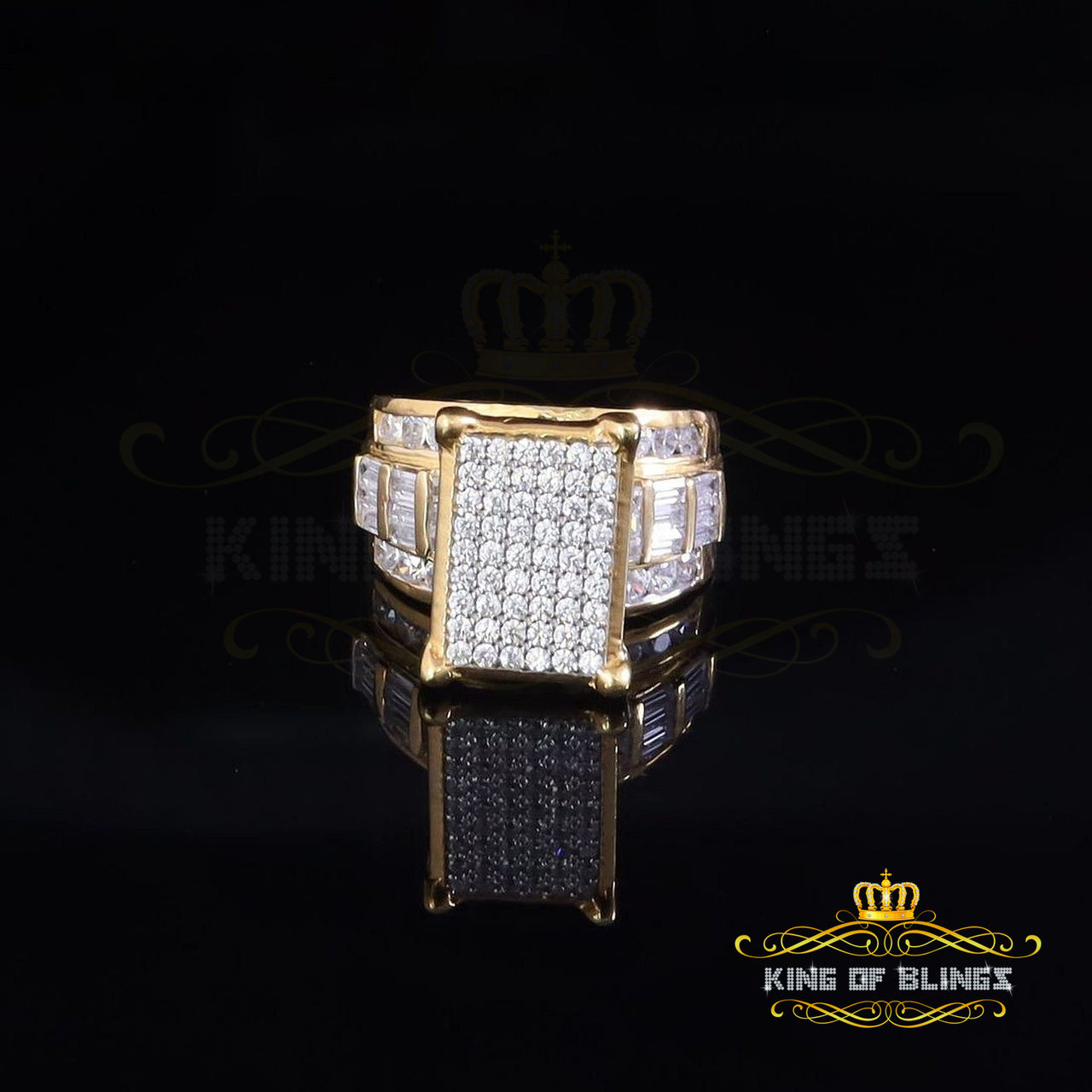 King Of Bling's 925 Sterling Yellow 5.82ct Cubic Zirconia Silver Style Cinderella Ring size 7