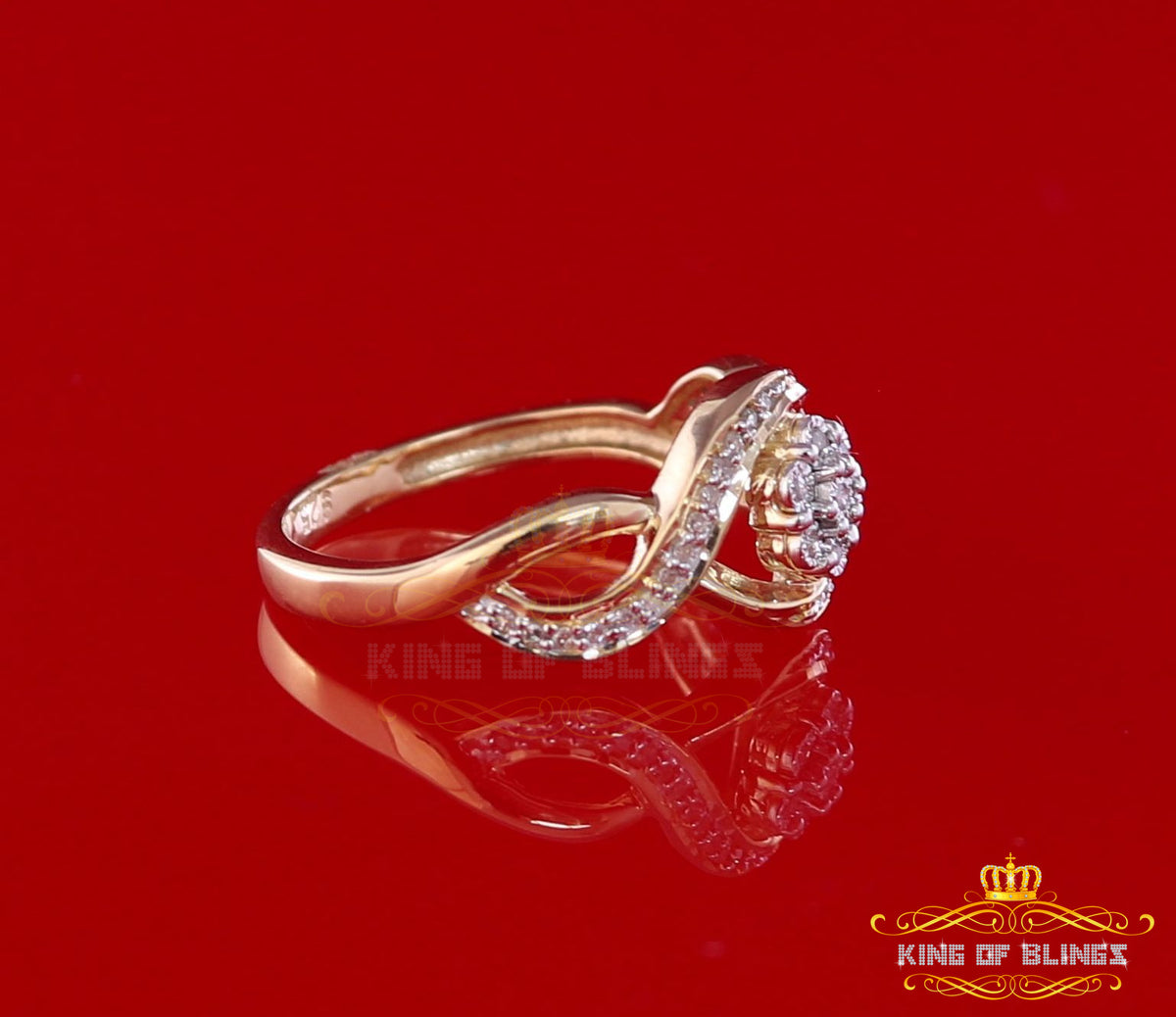 King Of Bling's 0.15 CT Real Diamond Womens Sterling Silver Yellow Ring Size 7.00 oval shape kingofblings