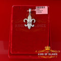 White 925 Fleur de Lis Shape Sterling Silver Pendant with 0.50ct Cubic Zirconia KING OF BLINGS
