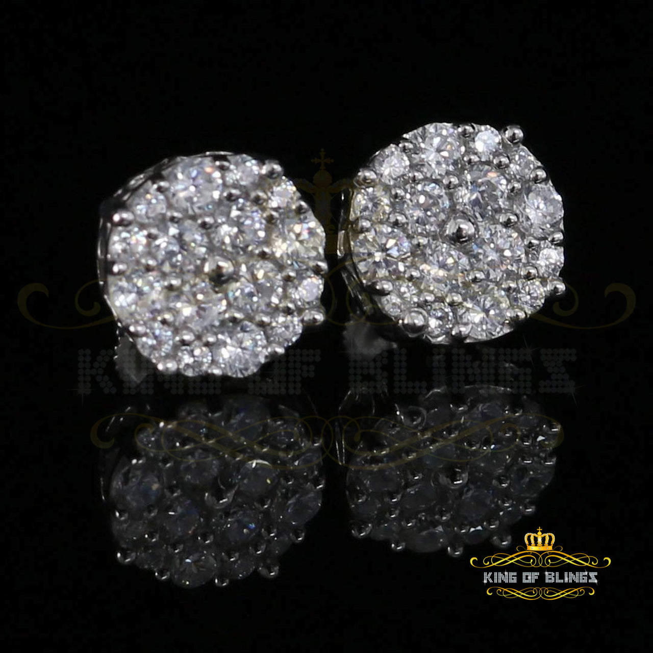 King of Blings- Aretes Para Hombre 925 White Silver 2.48ct Cubic Zirconia Round Women's Earring KING OF BLINGS