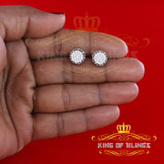 King of Blings- 925 White Sterling Silver 0.58ct Cubic Zirconia Women's Hip Hop Flower Earrings KING OF BLINGS