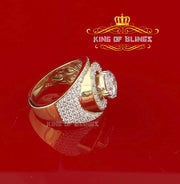 King Of Bling's 925 Silver Sterling Yellow 9.25ct Cubic Zirconia Cocktail Men's Ring Size 10.5 KING OF BLINGS