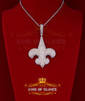 925 Sterling Silver Fleur de Lis Shape White Pendant with 9.66ct Cubic Zirconia KING OF BLINGS