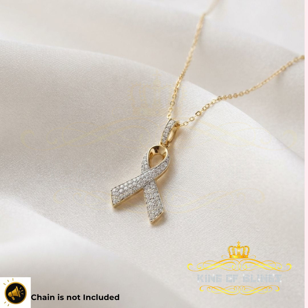 King Of Bling's Attractive 925 Yellow Sterling Silver Ribbon Shape Pendant 0.50ct Cubic Zirconia KING OF BLINGS