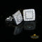 King of Blings- Hip Hop 925 White Silver 1.04ct Cubic Zirconia Women's & Men's Square Earrings KING OF BLINGS