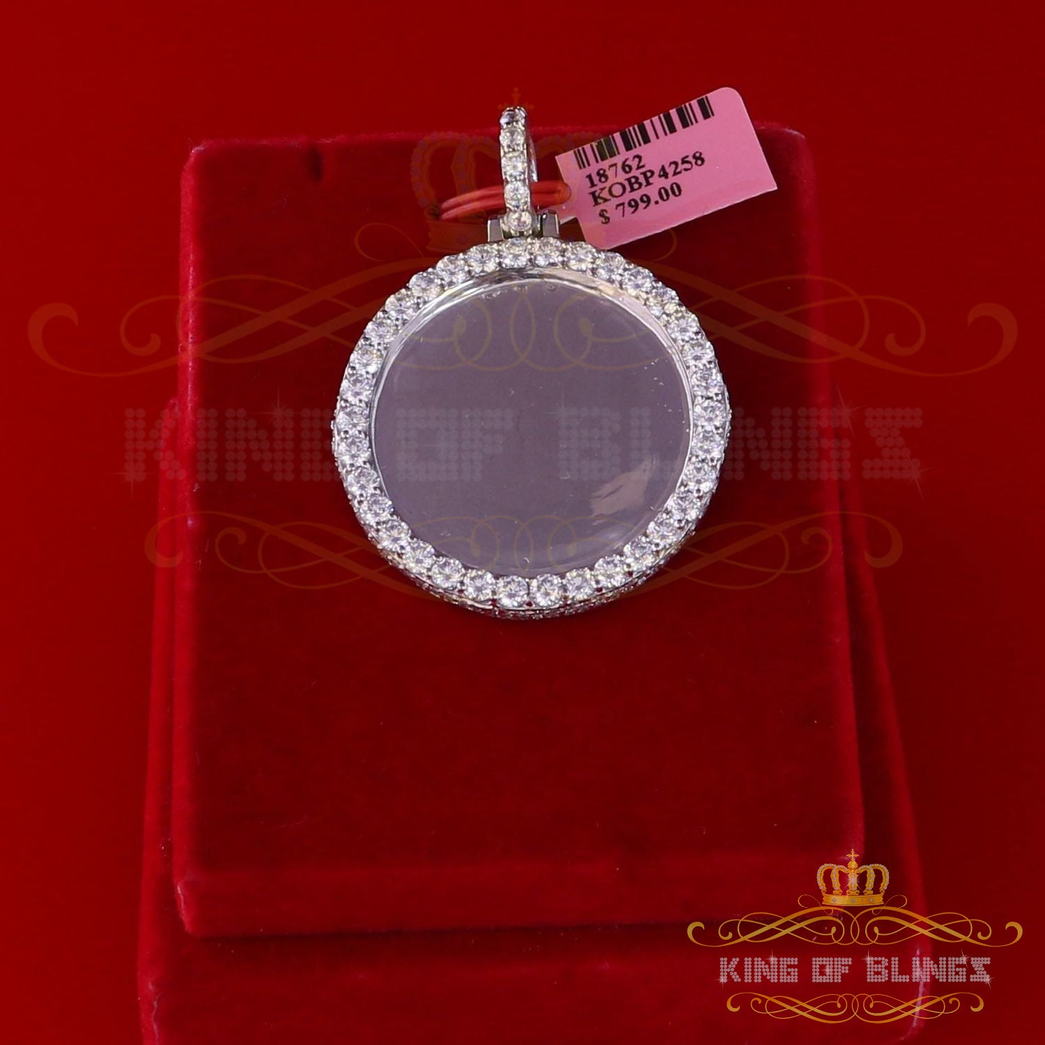 King of Bling's White Attractive Round Shape 925 Sterling Silver Pendant 9.81ct Cubic Zirconia KING OF BLINGS