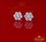 King of Blings- Cubic Zirconia 925 White 2.66ct Sterling Silver Women's Hip Hop Floral Earrings KING OF BLINGS
