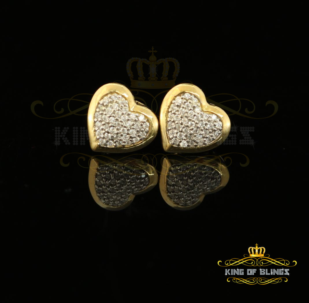 King of Bling's Aretes Para Hombre 925 Yellow Silver 0.71ct Cubic Zirconia Heart Women's Earring