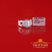 King Of Bling's925 White Virgin Merry Red & Green Round Shape CZ Women's Religious Ring SZ 8 KING OF BLINGS