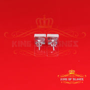 King of Bling's Men's/Women's 925 Silver White 1.00ct VVS 'D' Moissanite 3D Square Stud Earrings KING OF BLINGS
