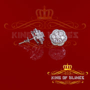 King of Blings- Aretes Para Hombre 925 White Silver 2.7ct Cubic Zirconia Flower Women's Earrings KING OF BLINGS