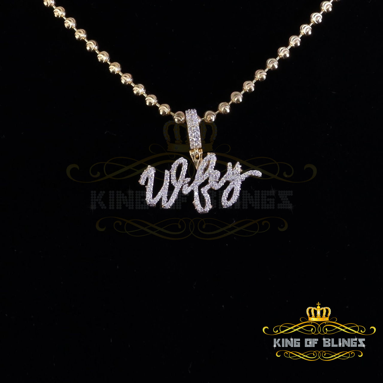 King Of Bling's New 1.60ct Cubic Zirconia Men/Women Sterling Silver Yellow 3D "WIFEY" Pendant