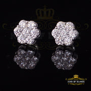 King of Blings- 925 White Sterling Silver 0.96ct Cubic Zirconia Women's Hip Hop Floral Earrings KING OF BLINGS