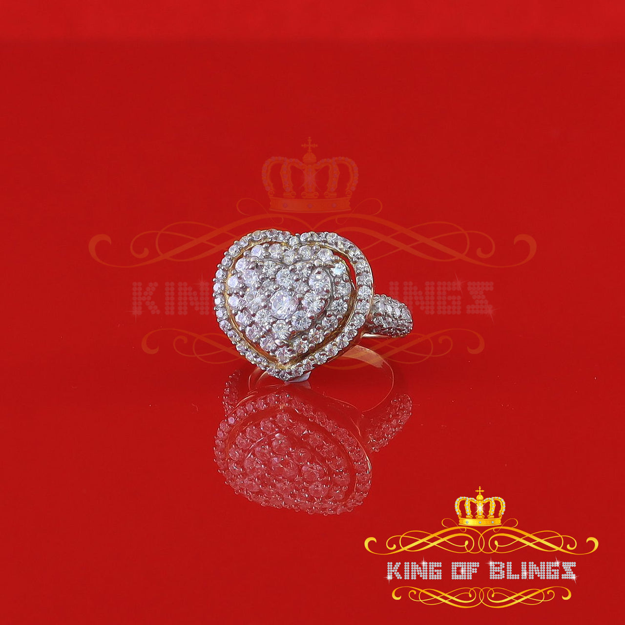 King Of Bling's 925 Sterling Yellow Silver 5.50ct Cubic Zirconia Promise Heart Womens Ring Size8