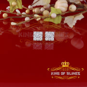 King of Blings- White 2.28ct Cubic Zirconia 925 Sterling Silver Hip Hop Square Ladies Earrings KING OF BLINGS