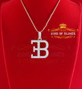 925 Yellow Sterling Silver Numeric EB Letter Pendant with 3.78ct Cubic Zirconia KING OF BLINGS