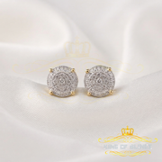 King of Blings-925 Sterling Silver 0.10ct Diamond For Women's & Men's Yellow Stud Round Earring KING OF BLINGS