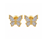 King of Bling's Women's 0.34ct Cubic Zirconia Butterfly Stud Earring Yellow 925 Sterling Silver KING OF BLINGS