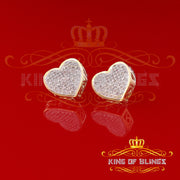 King of Blings-Micro Pave 0.33ct Real Diamonds 925 Yellow Silver Women's & Men's Heart Earrings KING OF BLINGS