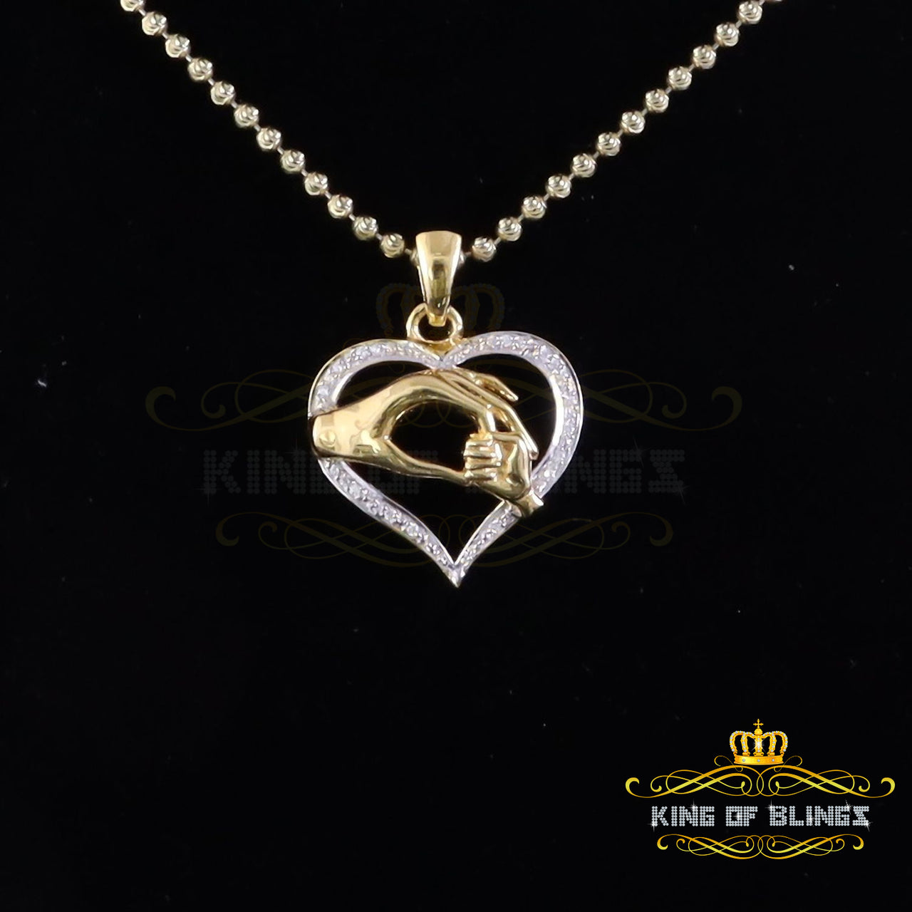 King Of Bling's Silver 0.20ct Cubic Zirconia Heart Mother Caring Yellow Pendant for Mothers Day