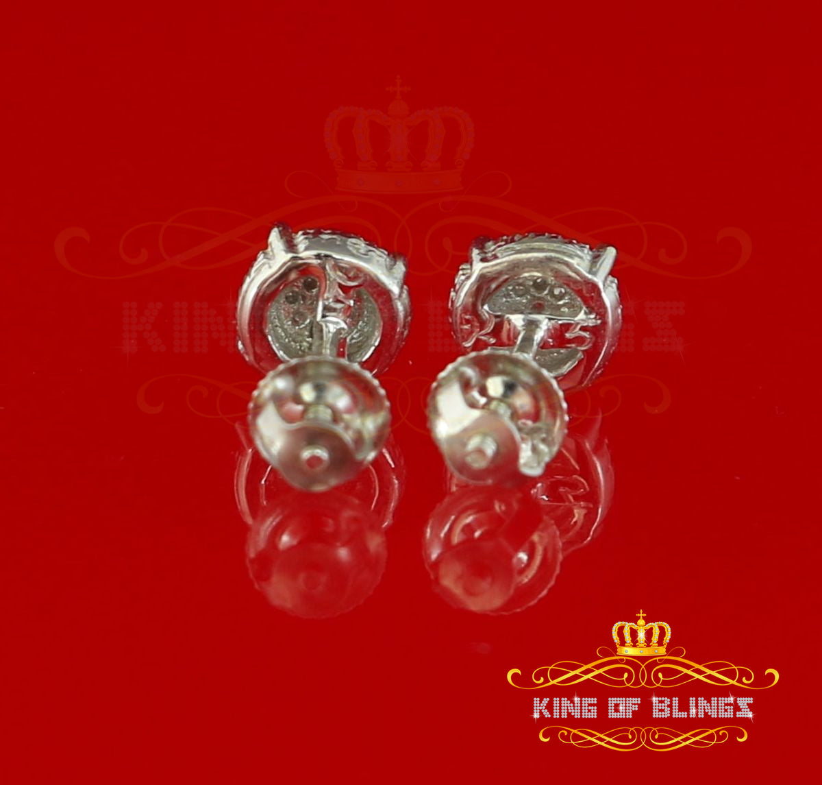 King Of Bling's 0.05ct Real Diamond 925 Sterling Silver White For Men's & Women's Round Earring KING OF BLINGS