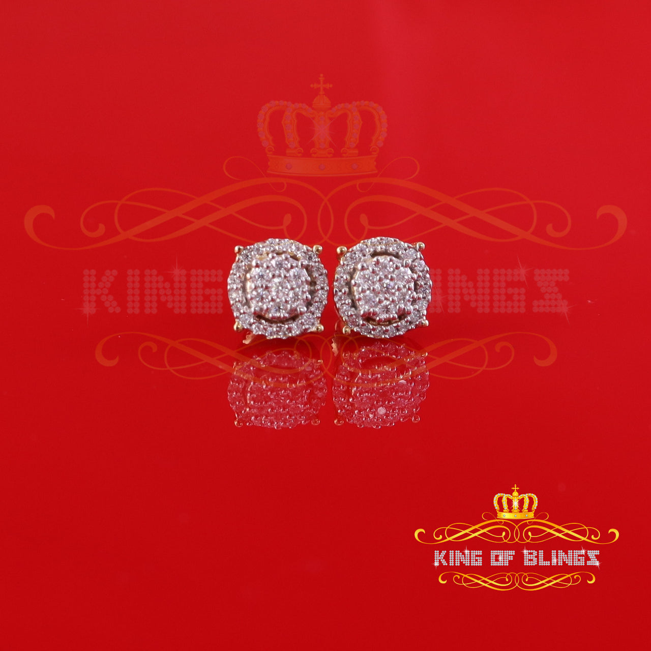 King  of Bling's 925 Sterling Silver Yellow 0.40ct VVS 'D' Moissanite Men's Womens Stud Earrings KING OF BLINGS