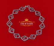 925 Silver Style Link White Men's/Womens Bracelet Cubic Zircon Adjustable SZ 7" KING OF BLINGS