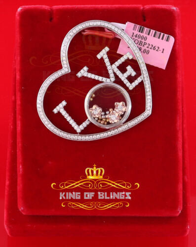 King Of Bling's Promising White 925 Sterling Silver 'LOVE IN HEART" Pendant with Cubic Zirconia KING OF BLINGS