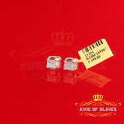 King of Blings-925 Silver Yellow Real Diamond 3D Micro Pave Cushion Crown Cluster Stud Earring KING OF BLINGS