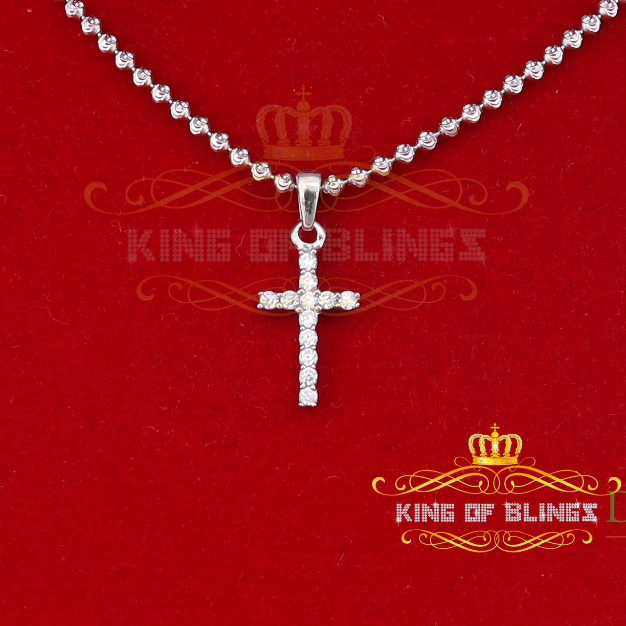 Promise White CROSS Shape Pendant Sterling Silver 0.48ct Cubic Zirconia Stone KING OF BLINGS
