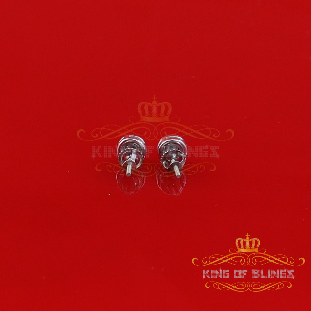 King Of Bling's 925 Sterling Silver 0.05ct Diamond White Stud For Women's Style Round Earrings KING OF BLINGS