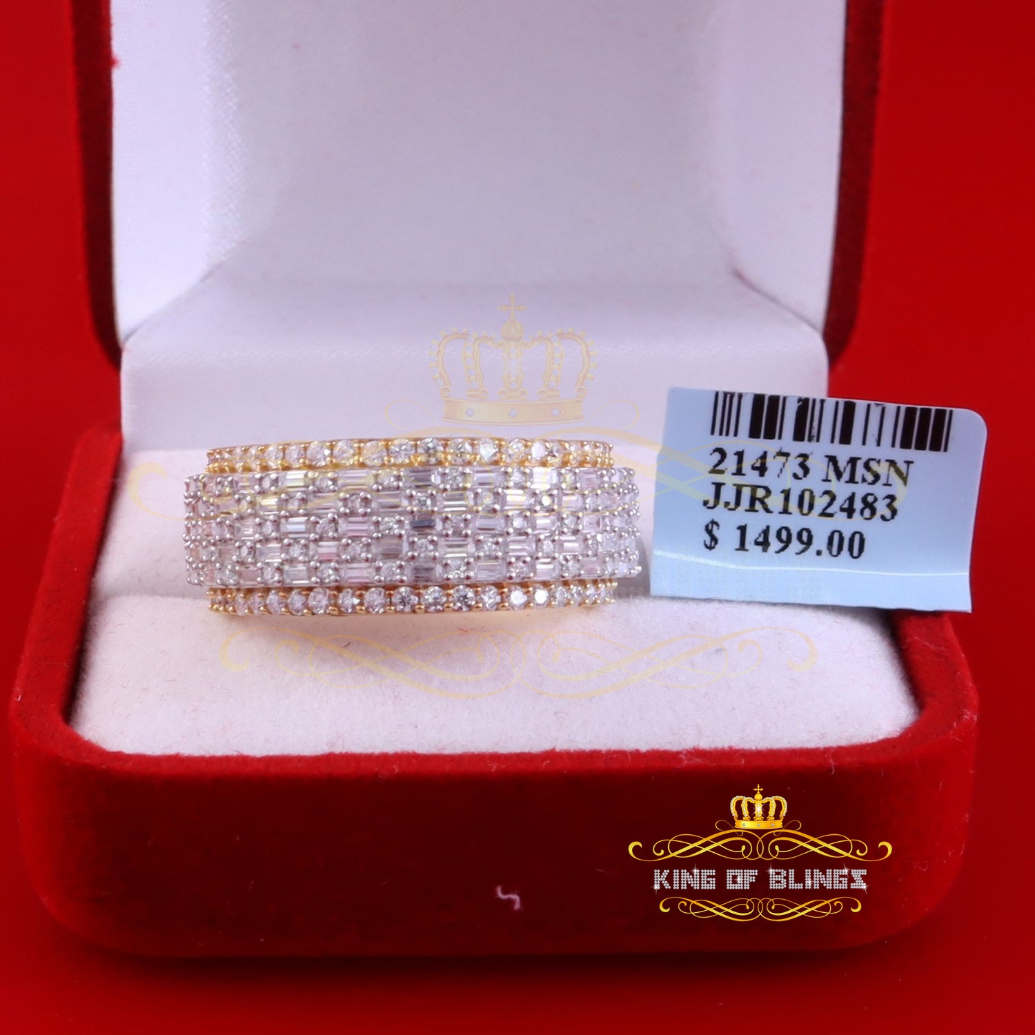 King of Bling's Women/Mens Yellow 925 Sterling Silver 4.00ct VVS 'D' Moissanite Band Rings SZ 7 KING OF BLINGS
