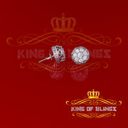 King of Blings- 2.02ct Cubic Zirconia 925 White Sterling Silver Women's Hip Hop Flower Earrings KING OF BLINGS