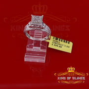 King Of Bling's 0.10CT Real Diamond 925 Sterling White Silver Fashion Square Womens Ring Size 7 KING OF BLINGS