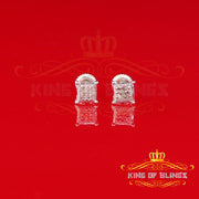 King Of Bling's 0.05 ct Diamond Collection White 925 Sterling Silver Women & Men Square Earrings KING OF BLINGS