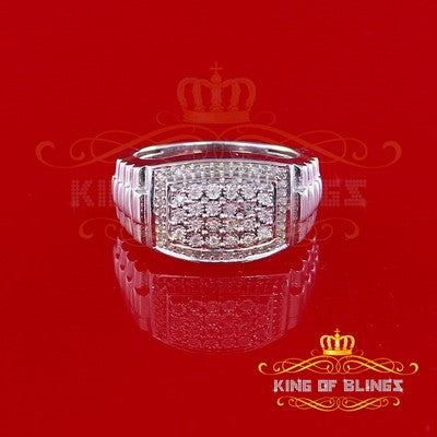0.25 CT Real Diamond 925 Sterling White Silver With Fashion Men's Ring Size 10