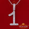 White Sterling Silver Baguette Numeric Number 1 Pendant 4.0ct Cubic Zirconia KING OF BLINGS